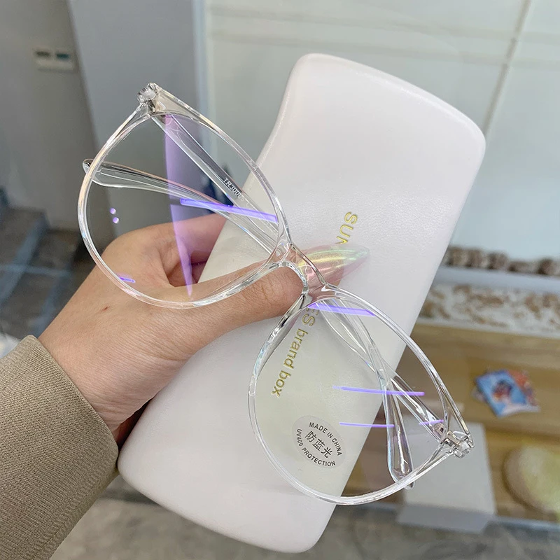 Transparent Computer Glasses Frame Women Men Anti Blue Light Round Glasses Blackout Glasses Optical Glasses