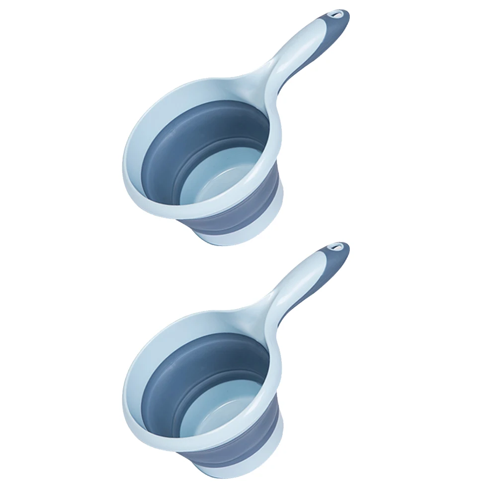 

2pcs Long Handle Folding Water Scoop Large Capacity Portable Kitchen Bath Laundry Camping Scoop Smooth Easy Clean