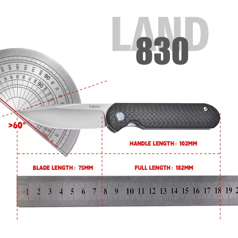 LAND 830 Pocket BBQ Knife Folding Knife S35vn Blade Carbon Fiber Handle Outdoor Camping Rescue Hunting Mini Knife Edc Multitool