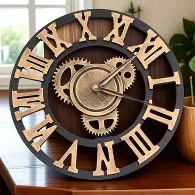 

Steampunk Industrial Gear Clock Wall Mechanical Clocks Modern with Visible Gears Work