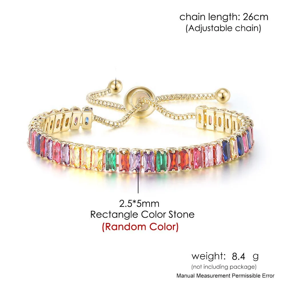 Iced Out Crystal Tennis Armbanden Voor Vrouwen Mannen Zwarte Rechthoek Zirconia Verstelbare Ketting Hiphop Sieraden Groothandel DZH051