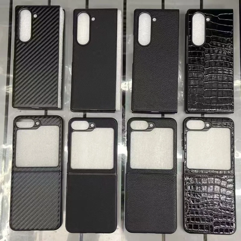 Krokodil-Carbonfaser-Saffiano-Lichi-Leopardenmuster-Leder-Handyhülle für Samsung Galaxy Z Fold 7 6 5 4 3 Z Flip 7 6 5 4 3 8
