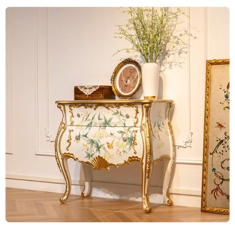 American rural entrance cabinet retro painted chest storage cabinet integrated living room corridor cabinet high-end han