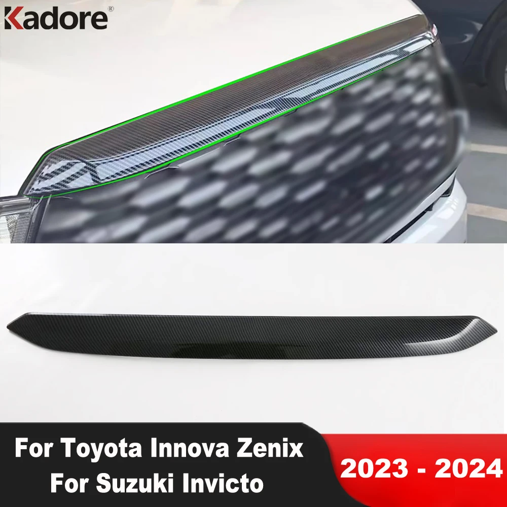 Front Hood Engine Cover Trim For Toyota Innova Zenix For Suzuki Invicto 2023 2024 Carbon Car Upper Grille Strip Accessories