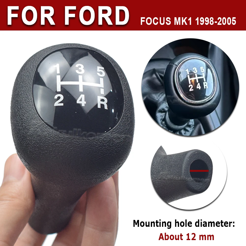 

Для Ford Focus MK1 1998-2005 автомобильная ручная 5 6-скоростная ручка переключения передач, рычаг HandBall, АБС-пластик, кожаная шестерня, автомобильные аксессуары