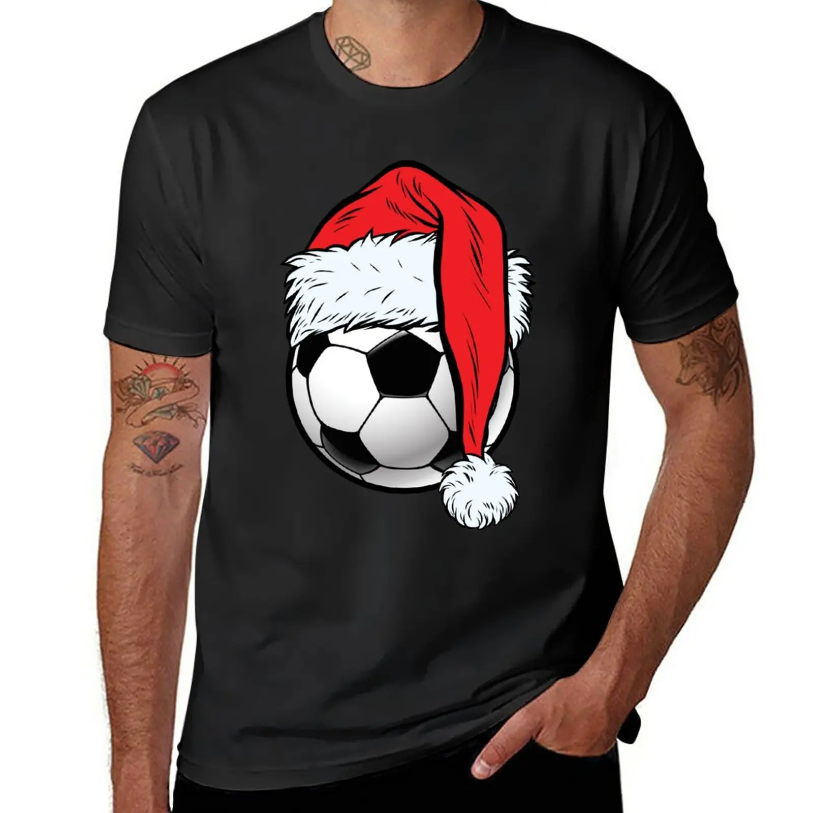 Christmas Soccer Ball Santa T Shirt Hat Funny Sport X-mas T-Shirt boys white t shirts heavy weight t shirts for men