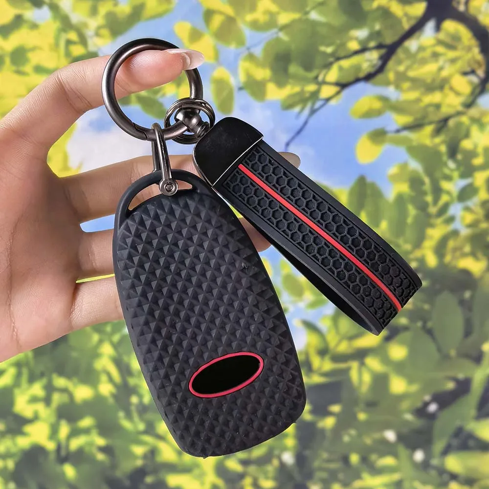 Sleek Diamond Pattern Key Fob Shell With Keychain For Chery Jaecoo J6 J7 J8 PHEV 2023-2025 Fashion Key Holder
