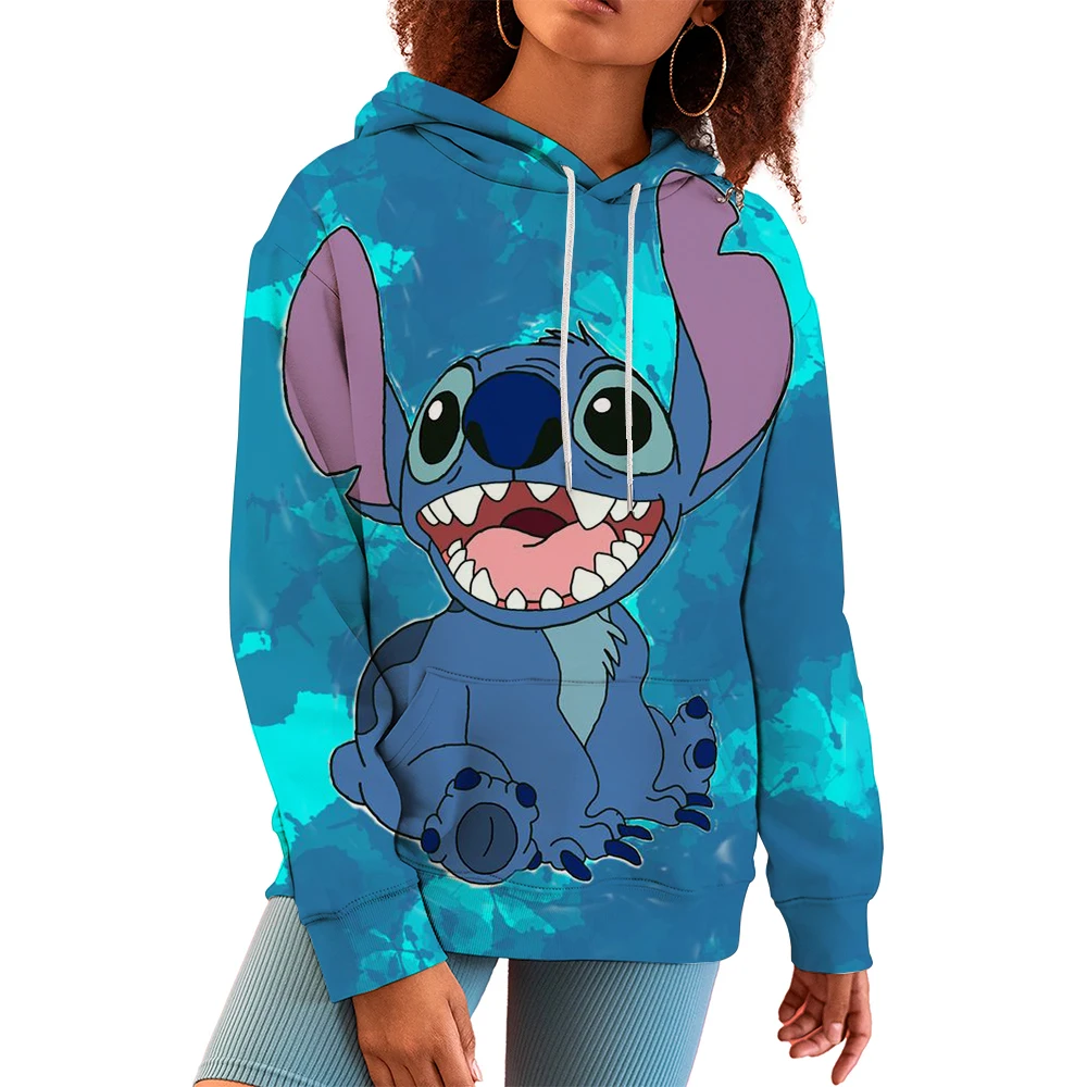 Disney Stitch Cartoon Co-branded Sweatshirt Loose Casual National Fashion Shirt Hip-Hop Style Trend 2024 Autumn New Style