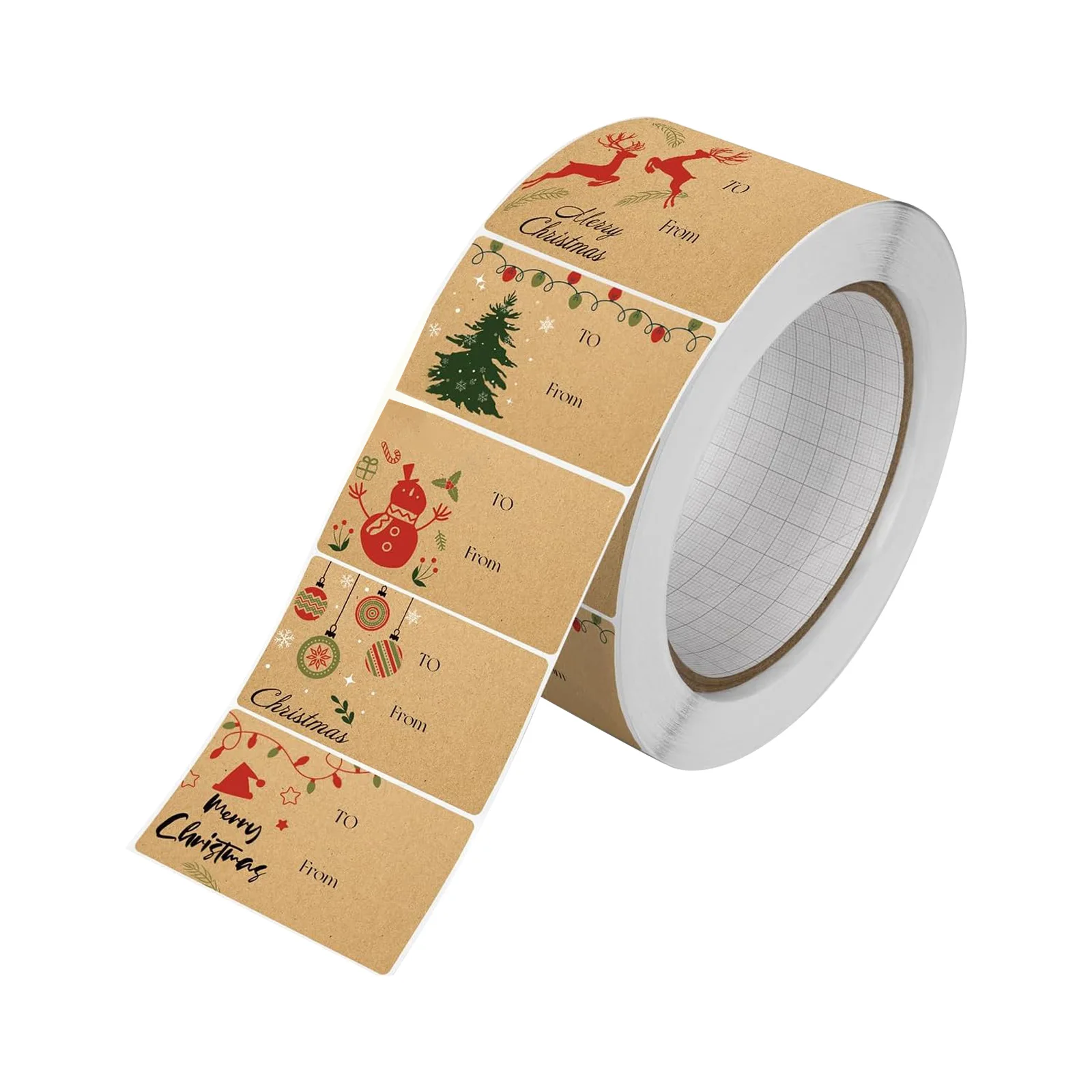 สติกเกอร์ฉลากของขวัญธีมคริสต์มาสแบบม้วน ใช้ได้หลายแบบ ติดเองได้ เขียนได้ สำหรับเทศกาล ใช้สำหรับห่อของ ปิดผนึก