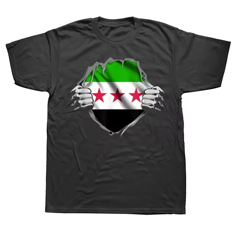 2024 Syria Flag 3D Print T-shirt For Men Free Syria Graphic Short Sleeve Sportswear Tees Casual Syrian T-shirt Men Oversize Tops
