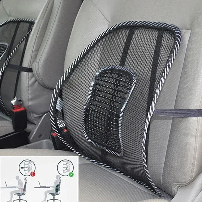 Car Seat Office Chair Massage Back Lumbar Support Mesh Ventilate Cushion Pad Black Mesh Back Lumbar Cushion for Car Driver