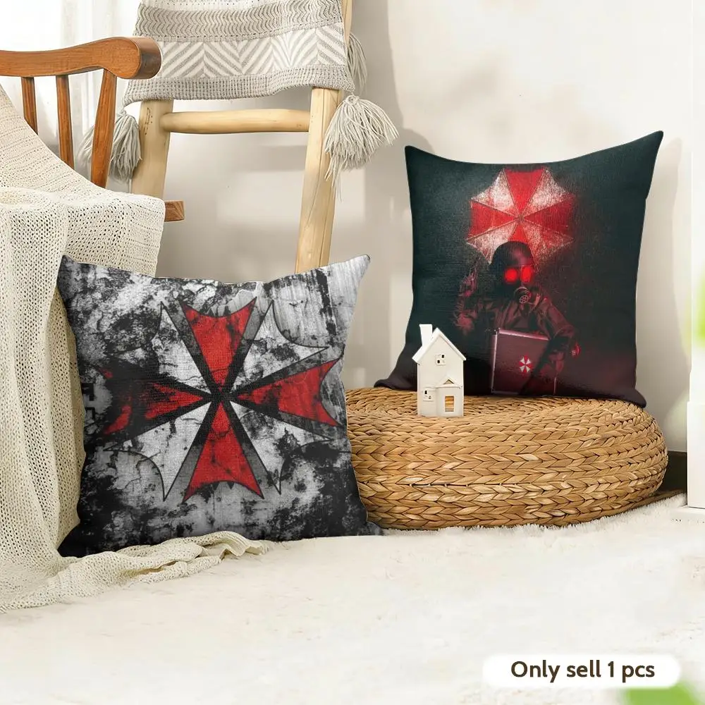 Game R-Resident E-Evil Cushion Cover Natural Linen Organic Fabric Double-Sided Printing Sofa Home Decor Gift Pillow Case