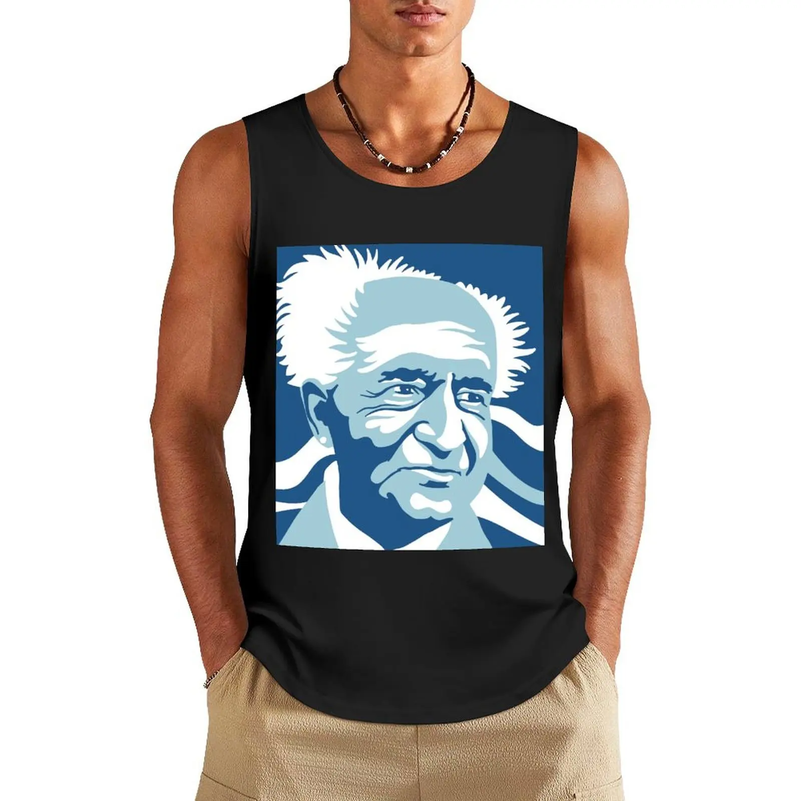 

David Ben Gurion Vector Illustration Tank Top Gym clothes singlet for men plain t-shirt