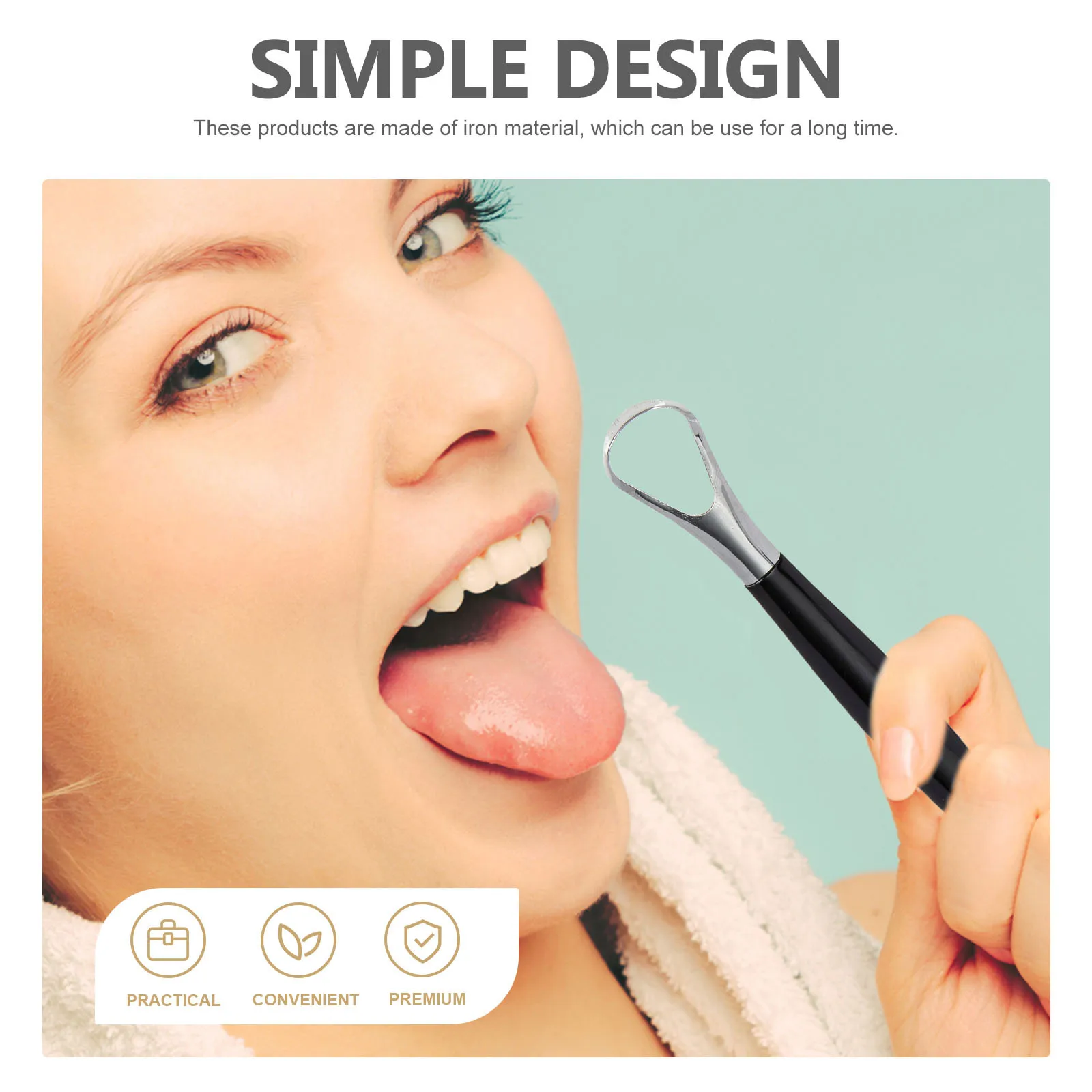 2Pcs Effective Tongue Cleaning Tool Stainless Steel Scraper for Bad Breath and Toxins Removal Tongue Scraper for Adults