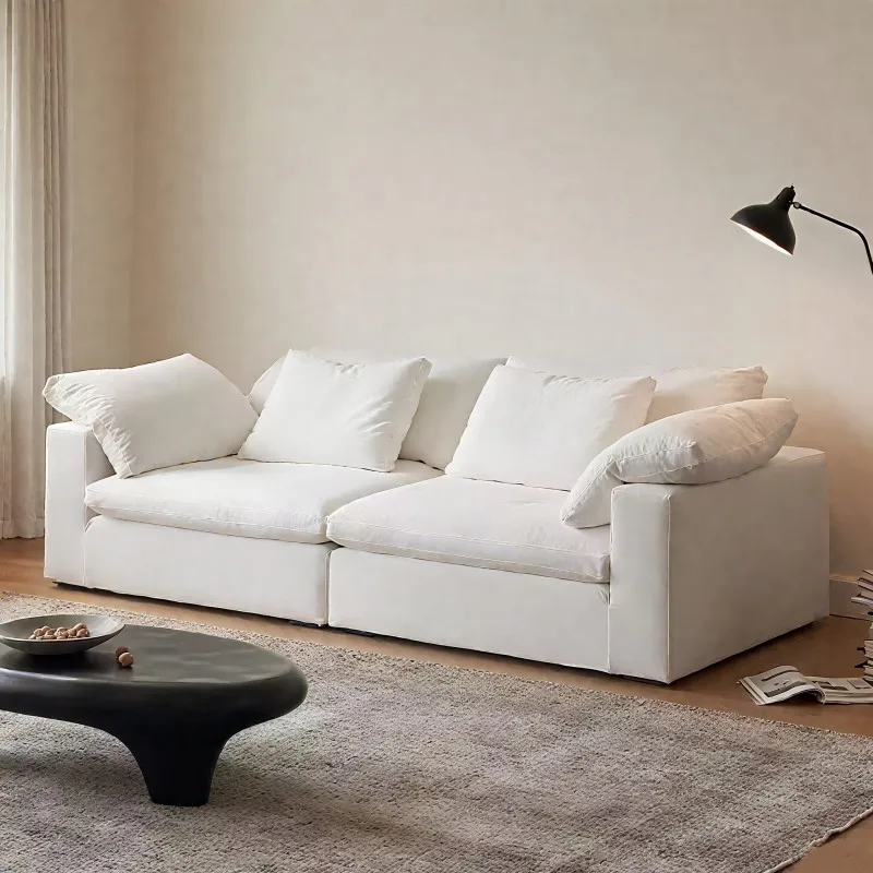 Cream-Style Plush Square Modular Sectional Sofa Set-Modern Minimalist Luxury Living Room Essential for Cozy Ambiance Hotel Mall