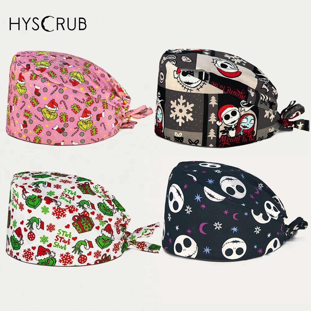 Милая мультяшная и забавная шапка-скраб, доктор, медсестра, больница, Рождество, защита от пыли, профессиональная шапка для кормления