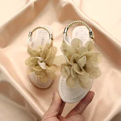 Girls Sandals 2025 Summer New Bohemia Flowers Baby Fashion Soft Students Shoes Kid's Cool Slippers Pink Thong Flats single