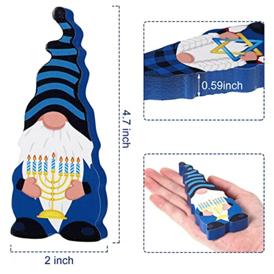 3 قطع هانوكا التماثيل كتل خشبية هانوكا الجدول زينة الشانوكا الجدول المركزية التماثيل الخشبية علامات لرف المكتب