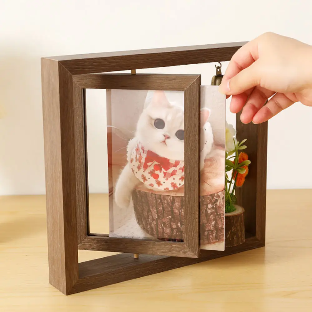 Modern Wooden Pet Memorial Photo Frame For Dog Cat Collar Keepsake Storage Desktop Display Shadow Box Remembrance Decor