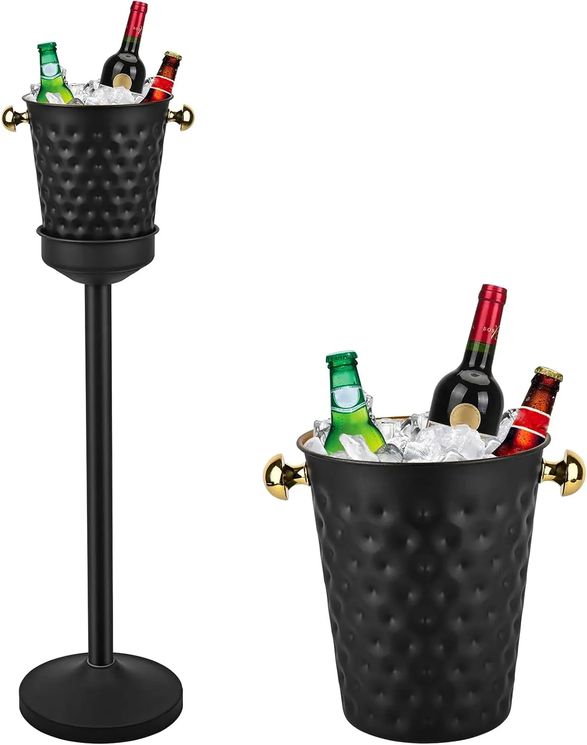 Champagne Bucket Stand 5L Ice Wine Chiller Stainless Steel Wedding KTV Club BBQ Party Home Outdoor Black