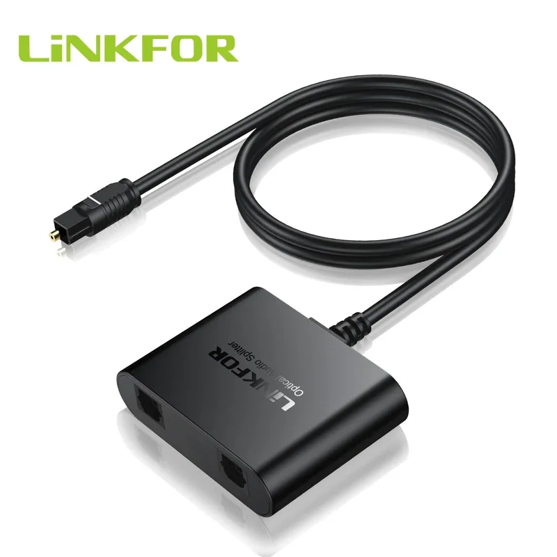 

LiNKFOR 2-полосный 1X2 Toslink оптический цифровой аудиоразветвитель 1 штекер в 2 гнезда оптический разветвитель для домашнего кинотеатра Xbox PS5