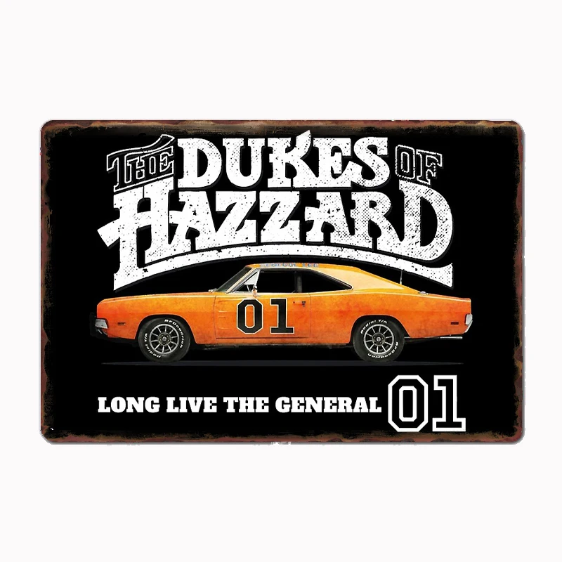 

The Dukes of Hazzard General Lee 01Poster Metal Sign Club Custom Indoor Wall Tin Sign Room Decor Home Decor