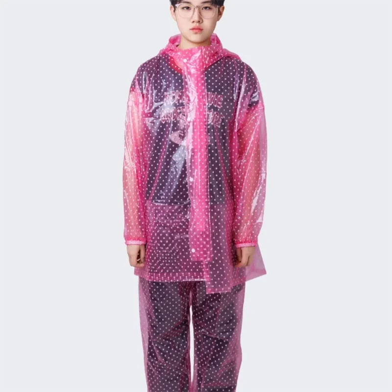 Windproof Split Zipper Raincoat Trousers Outdoor Riding Hiking Outerwear Pants 2-piece Set PVC Transparent Plastic Raincoat Set