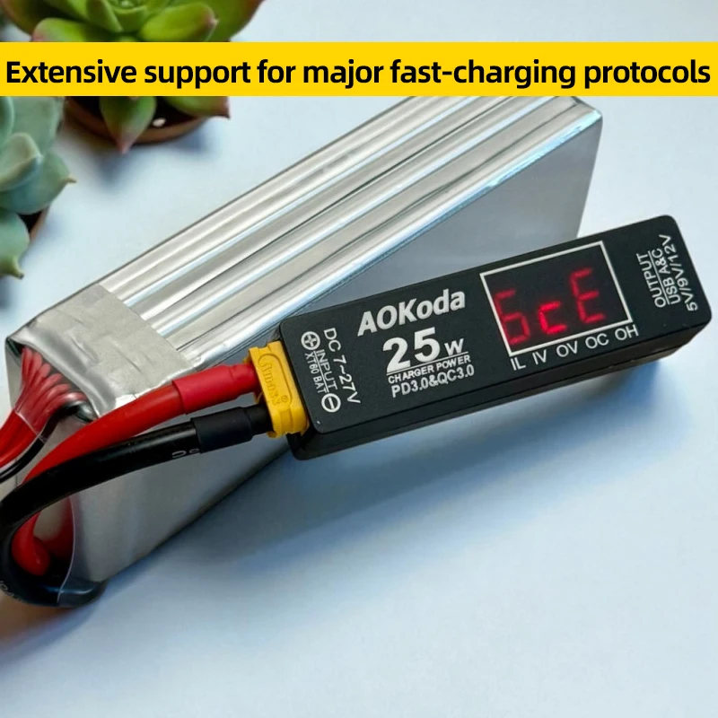 AOKoda XT60 a PD3.0 Lipo Batteria Caricatore rapido QC3.0 Convertitore di potenza Adattatore Protezione da sovraccarico per Smartphone Tablet PC Parti