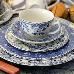 Ceramic Plates Underglaze Color Plate Plant Flower Style Dinner Plates Vintage Ceramic Plates Steak Pasta Dishes Tableware Home