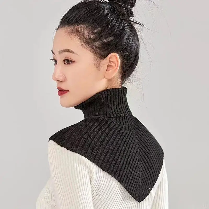 محبوك عالية وهمية طوق التلبيب وشاح الصوف انفصال كاذبة طوق الرقبة حماية عنق الرحم شتاء دافئ وشاح الأوشحة الزخرفية