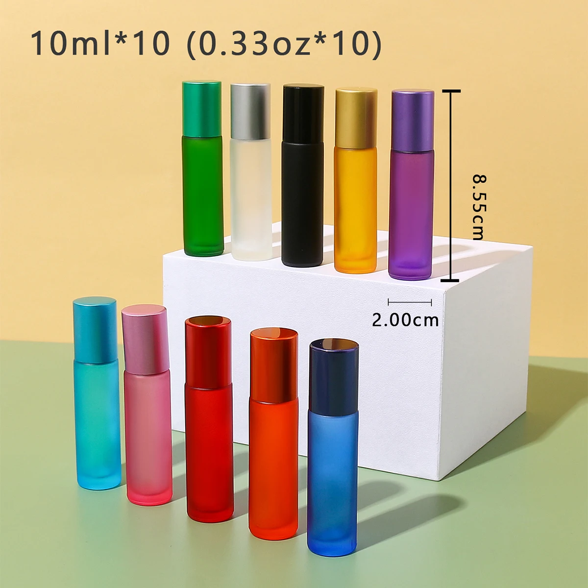 10pcs 10ml Refillable Morandi Colorful Empty Glass Essential Oil Perfume Roll On Bottles With Stainless Steel Roller Ball