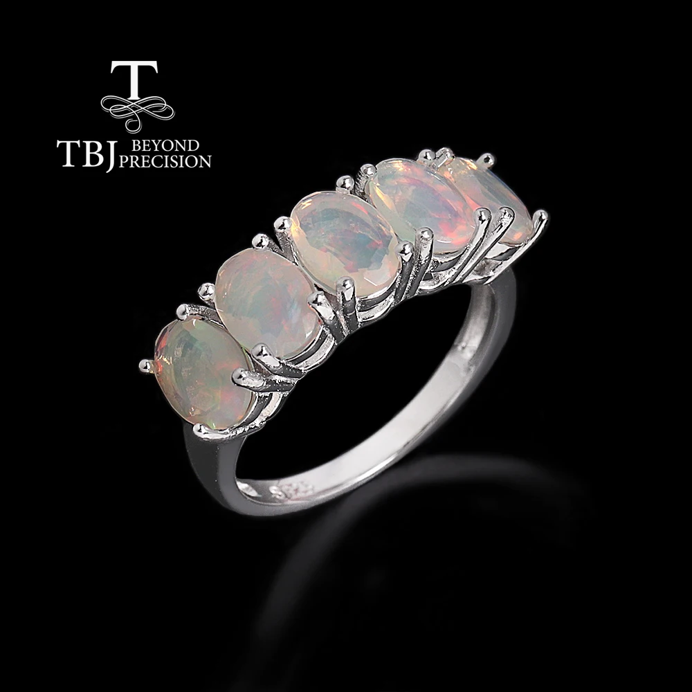 

Classic design 925 sterling silver ring natural oval 5*7mm opal Real gemstone fine jewelry for women engagement and wedding gift