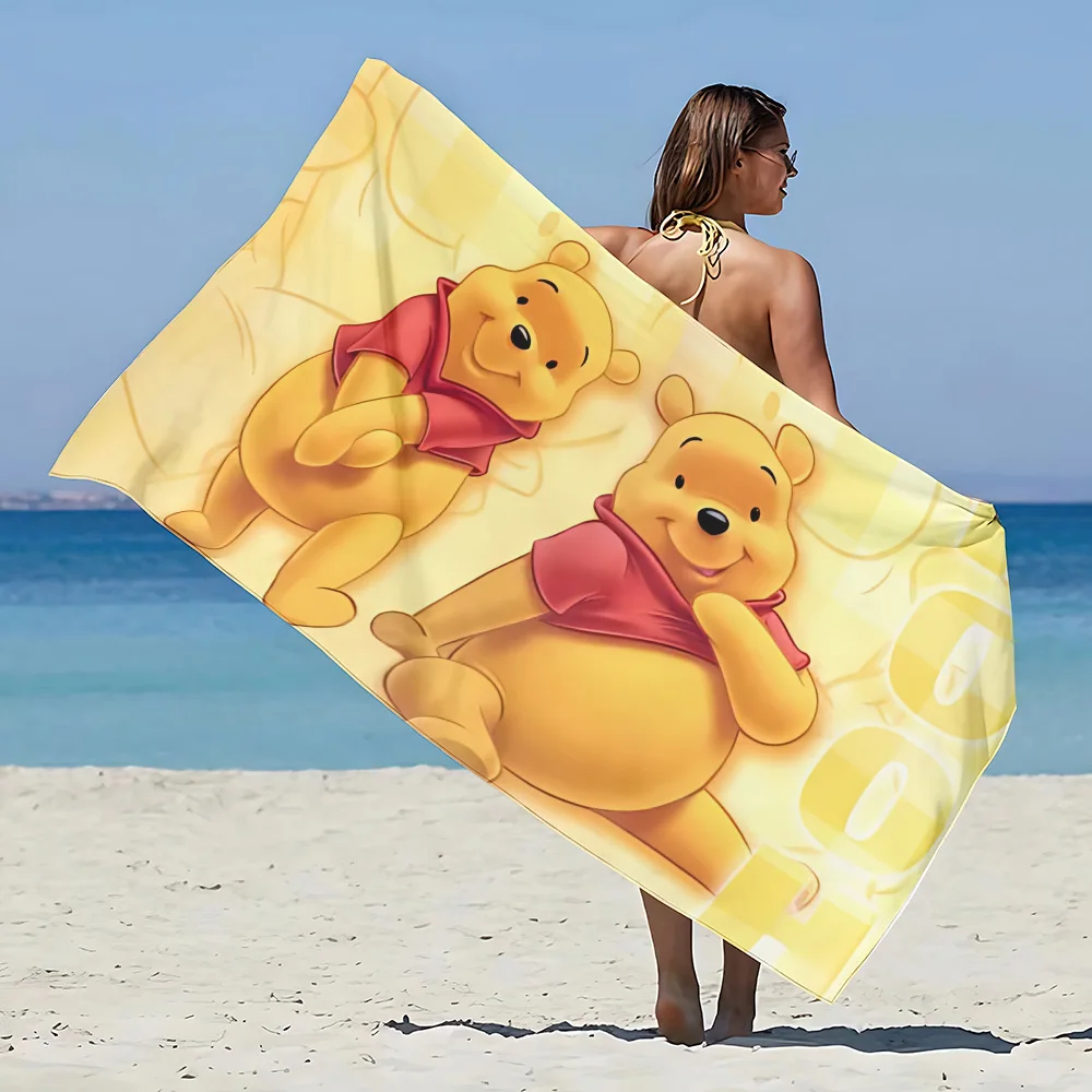 Winnie The Pooh ผ้าขนหนูชายหาด, ผ้าขนหนูไมโครไฟเบอร์แห้งเร็วนุ่มกันทรายสระว่ายน้ำของขวัญสำหรับผู้หญิงยิมท่องเที่ยวอาบน้ำตั้งแคมป์