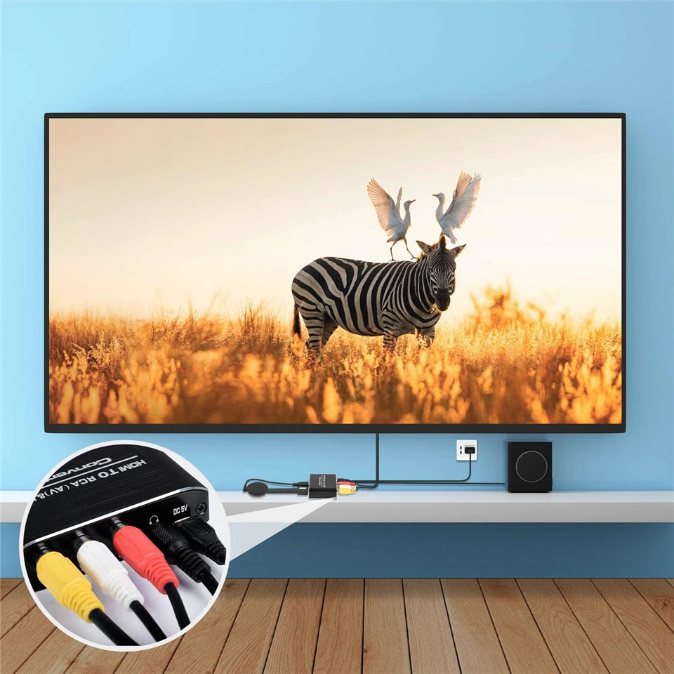 Navceker HDMI-kompatybilny z konwerterem RCA AV/CVSB L/R videobox HD 1080P 1920*1080 60Hz HDMI2AV podpórka NTSC PAL wyjście HDMIToAV