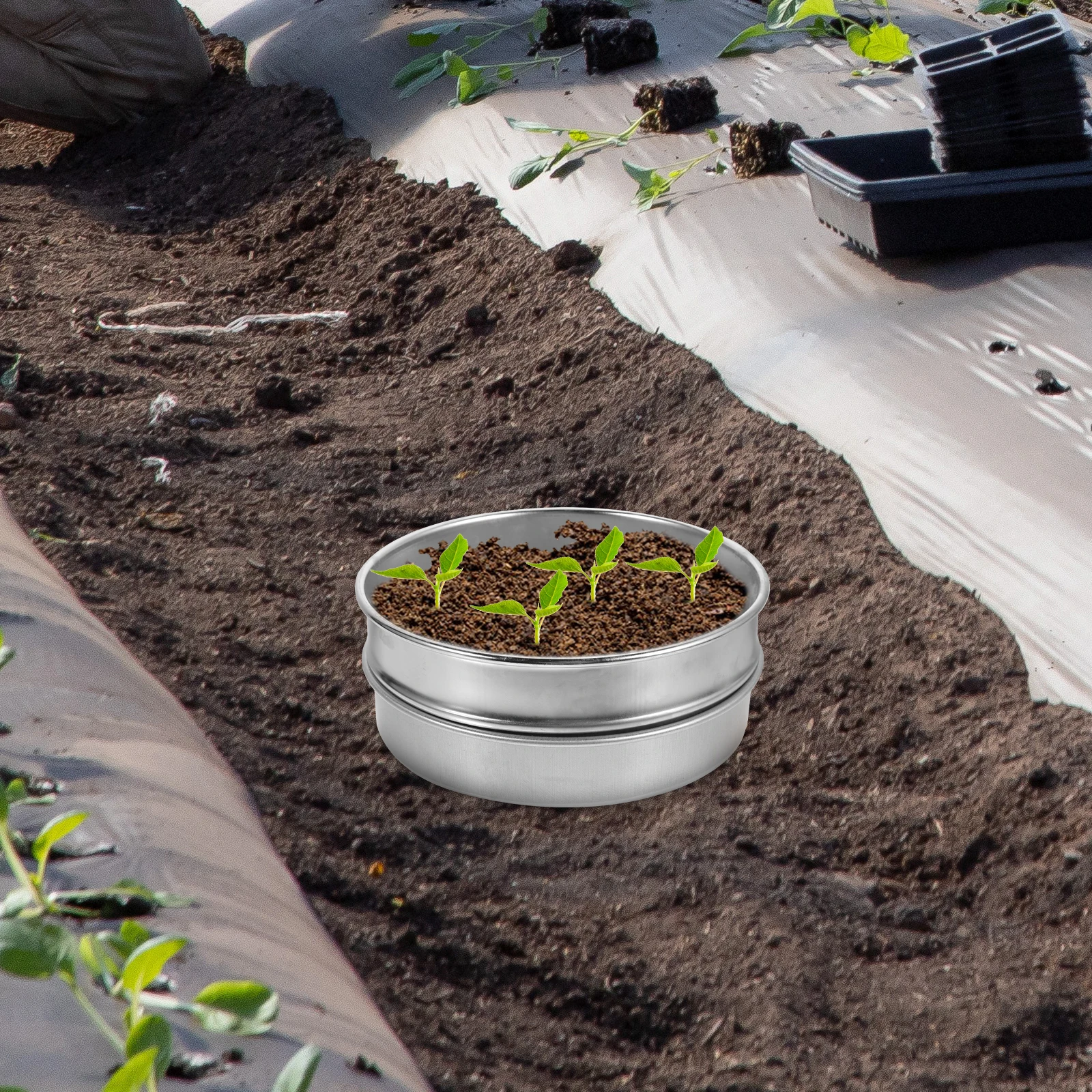 

1 Set Stainless Steel Growing Tray Simple Design Plant Starter For Indoor Outdoor Gardening Succulents Herbs Vegetables Nursery