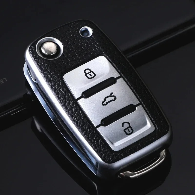 

Leather TPU Car Key Case Car Key Full Cover Protection Bag for VW Volkswagen Polo Tiguan Passat Golf Jetta Lavida Skoda Octavia
