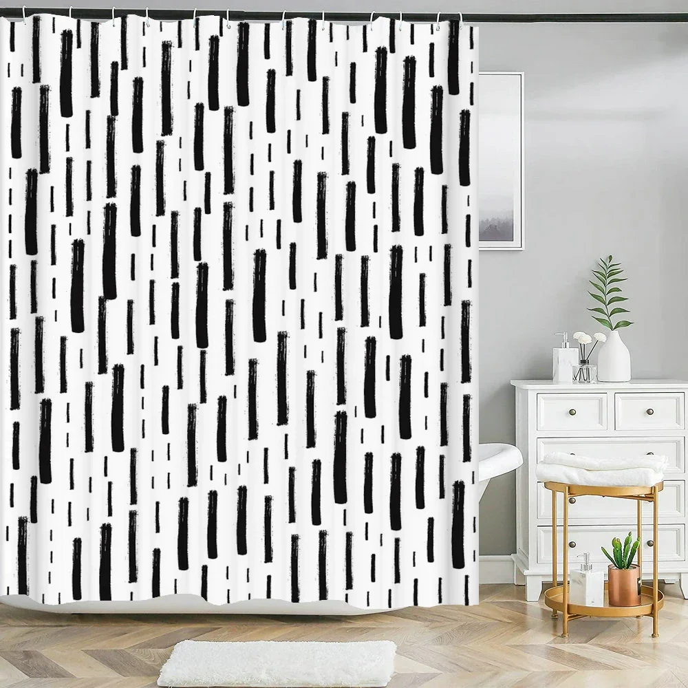 Shower Curtain Funny Shower Curtains for Bathroom Black White Stripes Pattern Texture Shower Curtains Geometry Bathroom