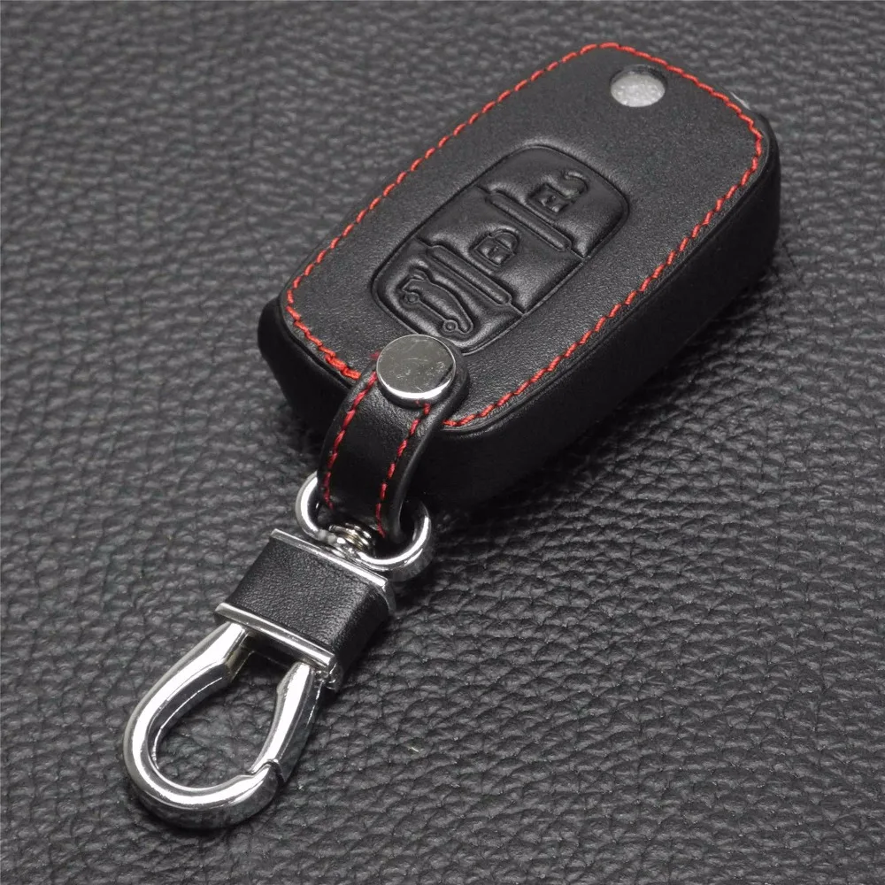 Jingyuqin for LADA Sedan Largus Kalina Granta Vesta X-Ray XRay for Renault Key Fob Cover Leather key Case With Buckle 3 Buttons