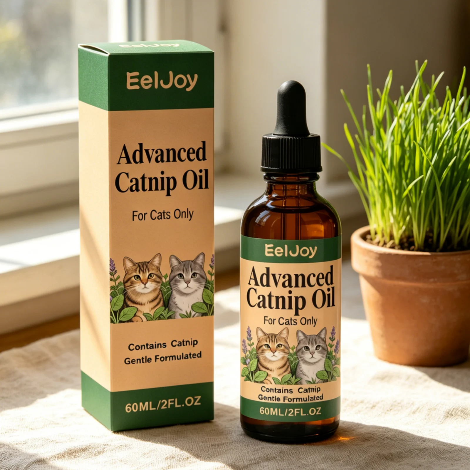 EelJoy Advanced Catnip Oil Reduce Anxiety Stress Relief Natural Relaxation Soothing Gentle Ingredients Cat Calming Catnip Drops