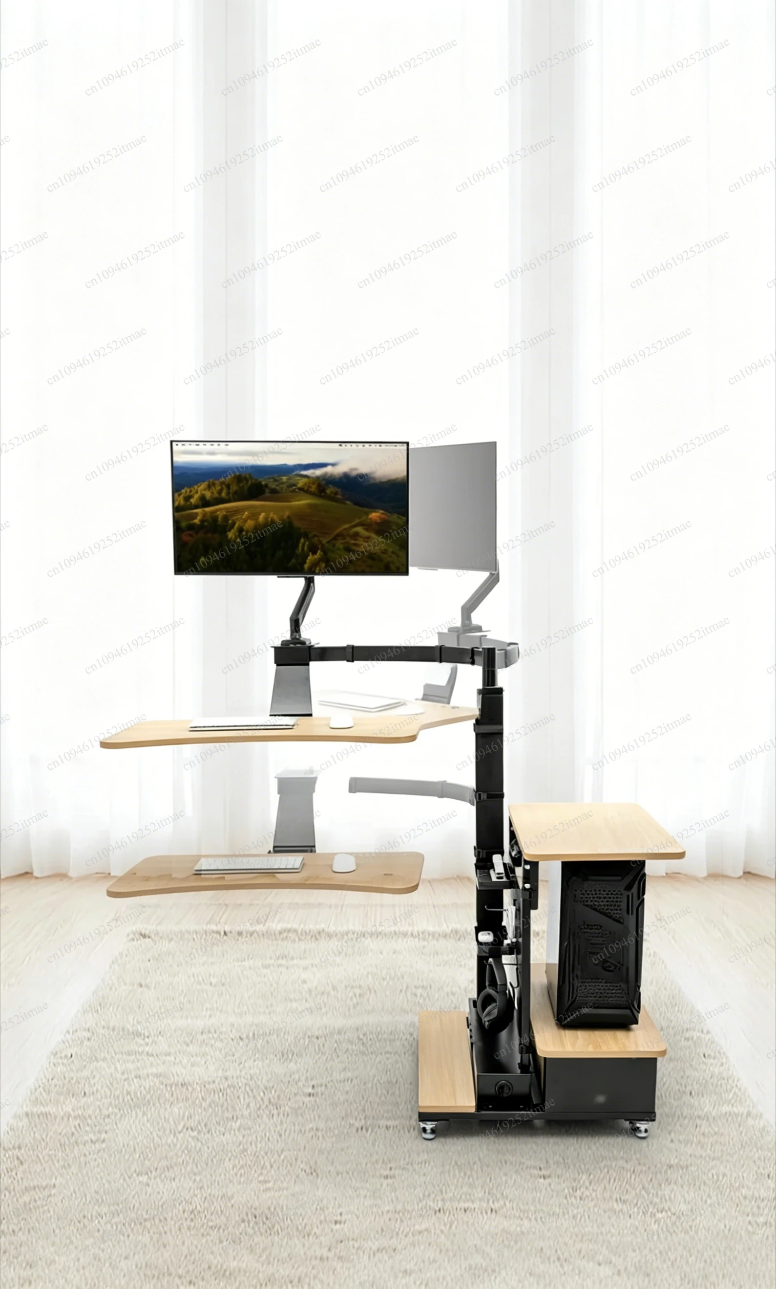 Multifunctional Electric Lifting Desk Monitor Stand Home Computer Desk Set