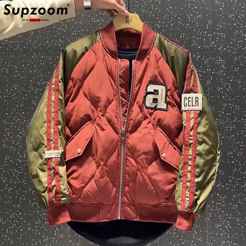 Supzoom 2022 New Arrival Hip Hop Embroidery Couples Casual Top Fashion Male And Female Winter Men Coat Warm Baseball Down Jacket