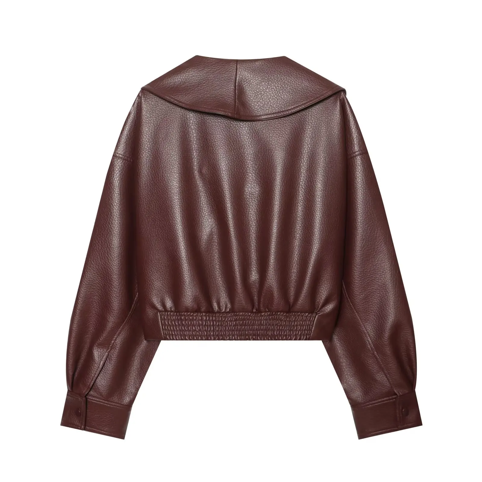 Women's Leather Jacket 2026 Winter New Fashion Double Breasted Long Sleeve Solid Color Coat