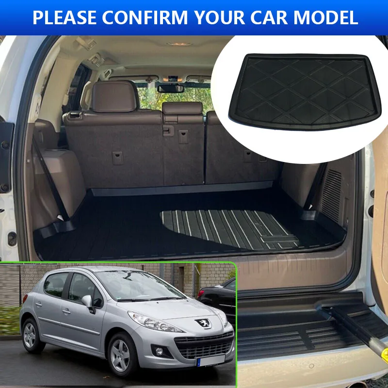 For Peugeot 207 2006~2014 2007 2007 2013 Hatchback Car Rear Trunk Protector Pads Auto Waterproof Anti-Fouling Mats Accessories