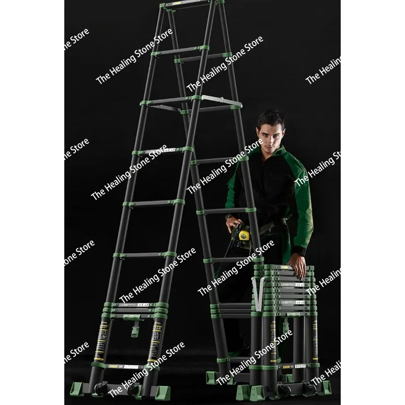 Picture 5: New High-end Telescopic Ladder Thickened Engineering 30 Step Household Ladder Aluminum Alloy Multifunctional Ladder