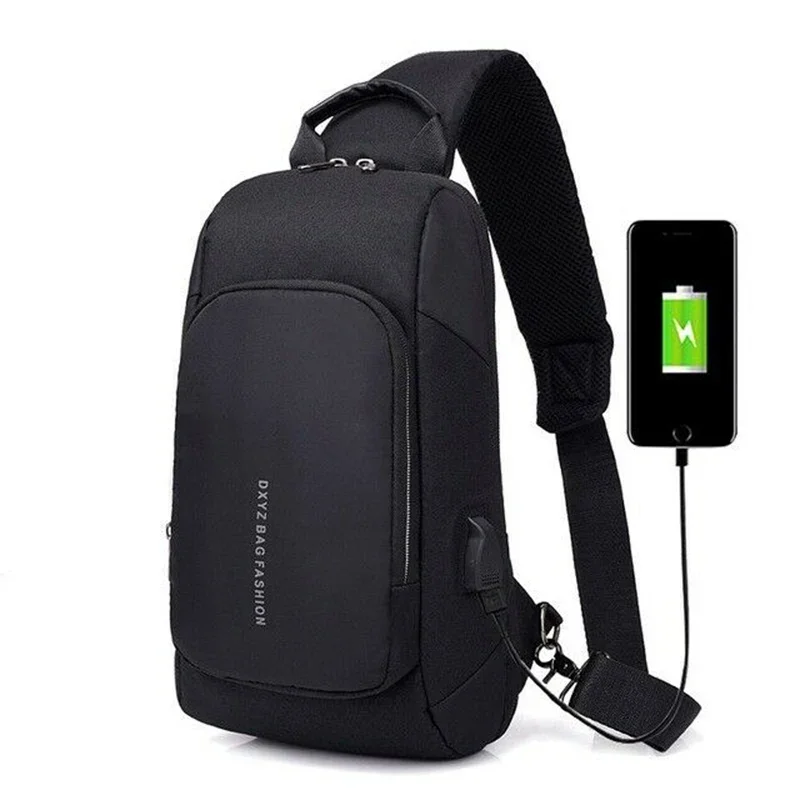 USB Charging Men Crossbody Bags Business Male Shoulder Bag Anti-theft Chest Bags