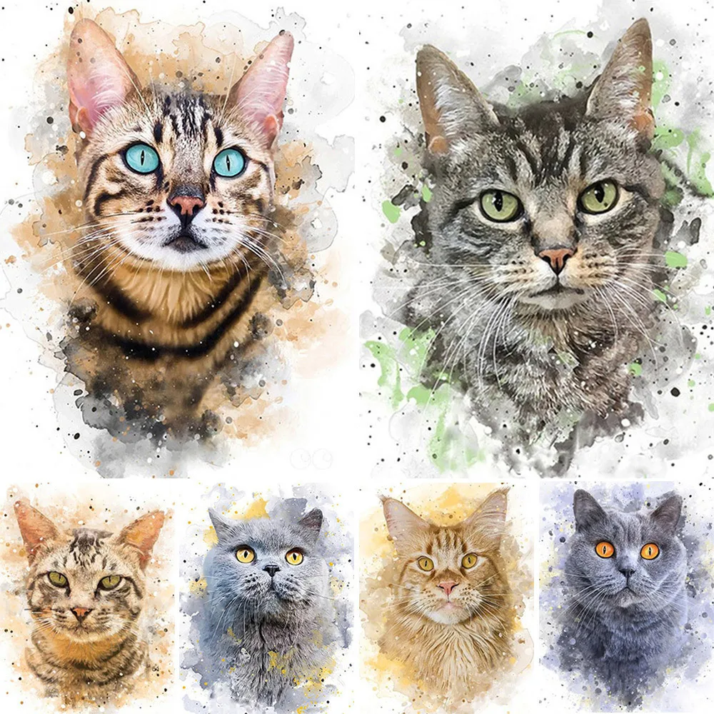 Animal Cat Cute Printed Canvas 11CT Cross Stitch Kit Embroidery DMC Threads Handmade Handicraft Hobby Craft Design Stamped Gift