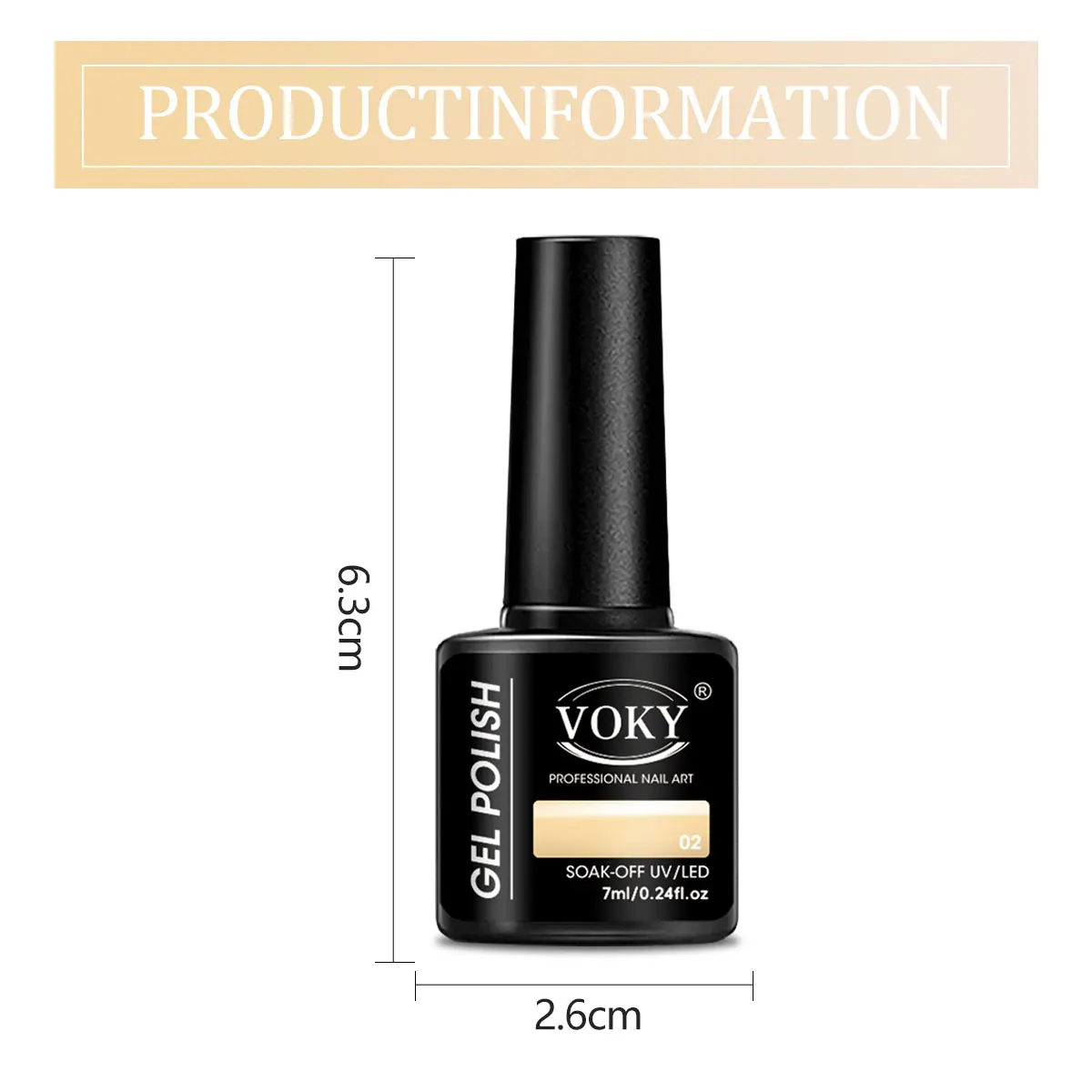 Conjunto de esmaltes em gel VOKY de 6 peças, cada frasco contém 0,24 onças, não perfumado, capa de sobretudo semi-permanente removível com LED