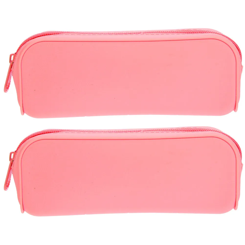 

2Pcs Colorful Silicone Pencil Pouch Wear Resistant Large Capacity Pen Bag Portable Cute Pencil Case for Students School Supplies