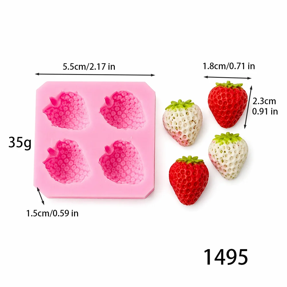 3D Strawberry Scented Candle Silicone Mold, Plaster  Molds, Hand Soap Resin Decoration Display Mould Home Crafts Handmade Gift