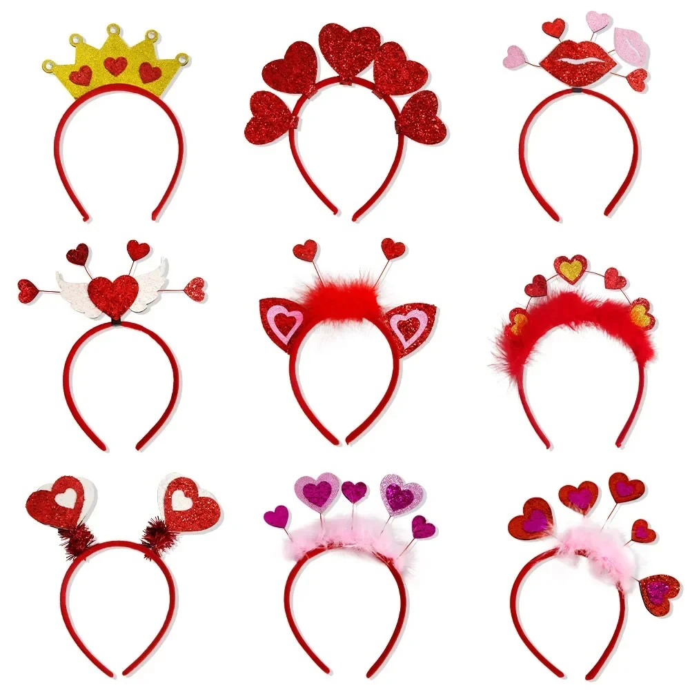 Valentines Decorative Headband Festival Party Giltter Heart Headdress Hair Hoop Wedding Headhoop Holiday Party Accessories